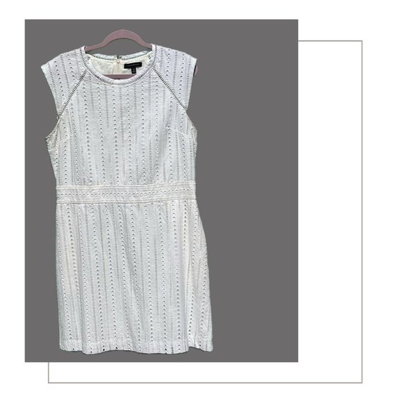 White Lace Sheath Dress with Pockets - Picture 1 of 4